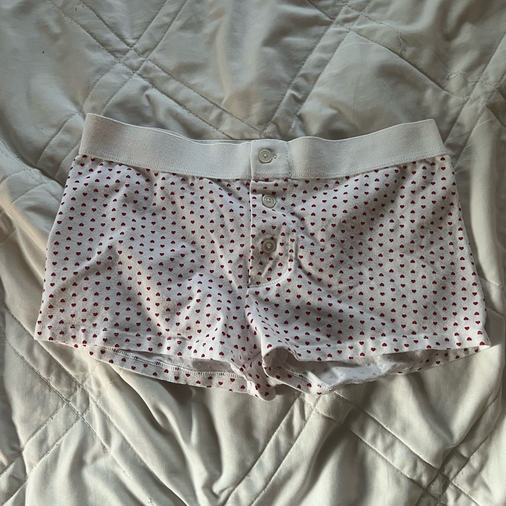 Women's White and Red Polka Dot Sleep Shorts